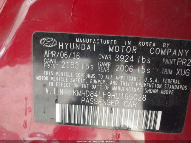 2017 HYUNDAI ELANTRA KMHD84LF9HU165028 Photo 8