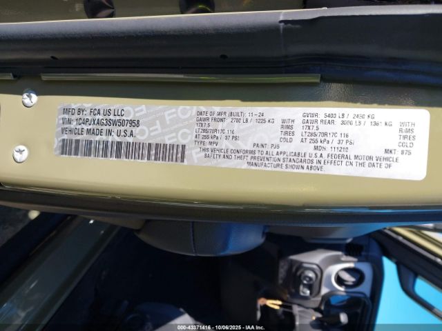 2025 JEEP WRANGLER 1C4PJXAG3SW507958 Photo 8