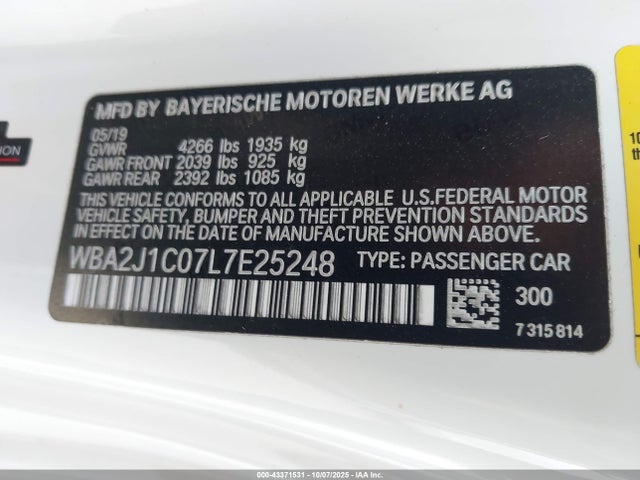 BMW 230I 2020 WBA2J1C07L7E25248 Image 9
