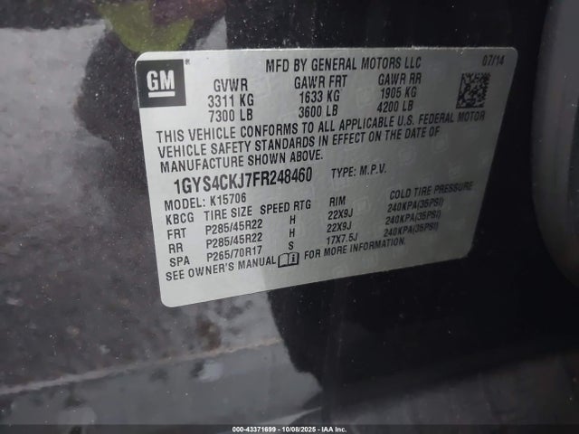 2015 CADILLAC ESCALADE 1GYS4CKJ7FR248460 Photo 8