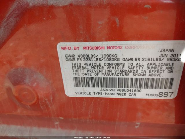 2011 MITSUBISHI LANCER JA32V6FV6BU041890 Photo 8