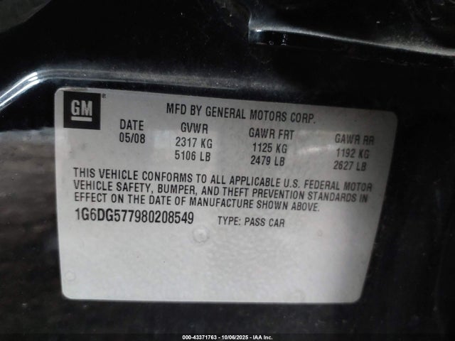 2008 CADILLAC CTS 1G6DG577980208549 Photo 8