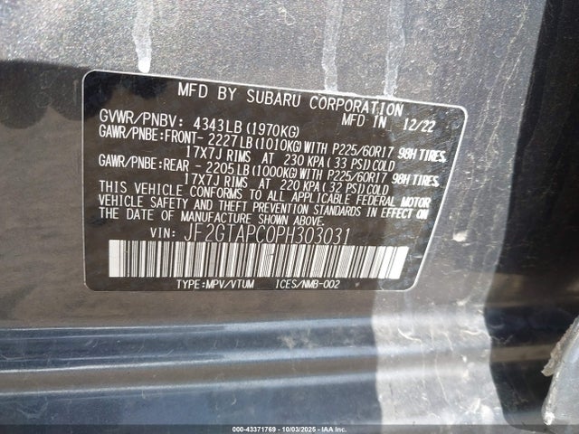 Subaru na 2023 JF2GTAPC0PH303031 Image 9