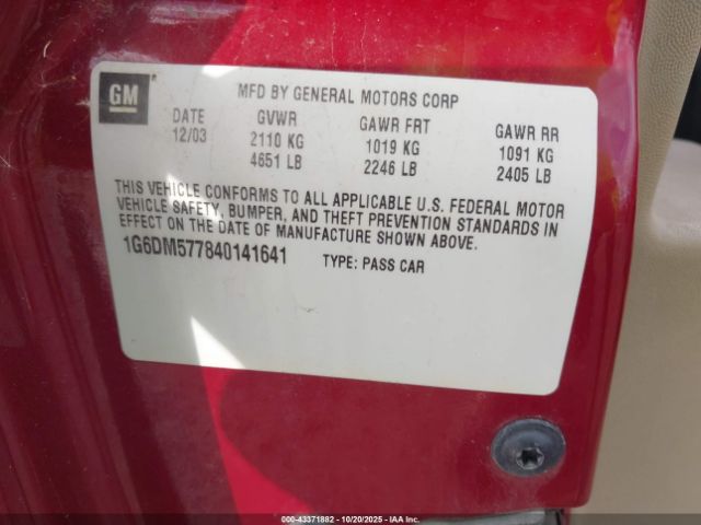 2004 CADILLAC CTS 1G6DM577840141641 Photo 8