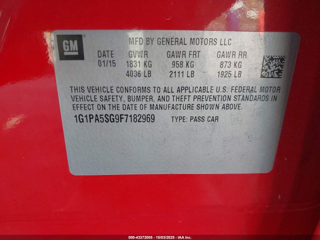 1G1PA5SG9F7182969 Chevrolet lwe