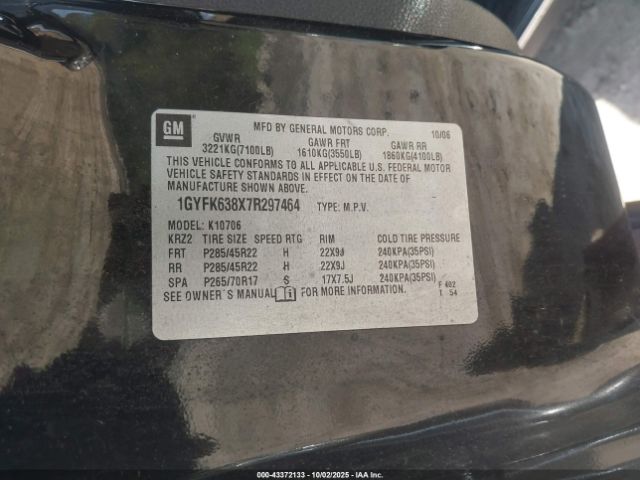 2007 CADILLAC ESCALADE 1GYFK638X7R297464 Photo 8