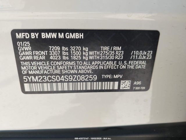 2025 BMW XM 5YM23CS04S9Z08259 Photo 8