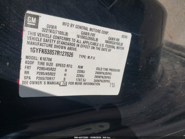 2007 CADILLAC ESCALADE 1GYFK63857R127626 Photo 8