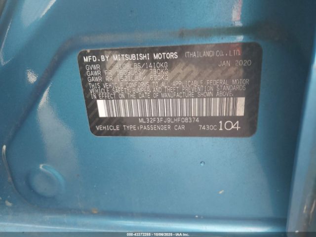 2020 MITSUBISHI MIRAGE G4 ML32F3FJ9LHF08374 Photo 8