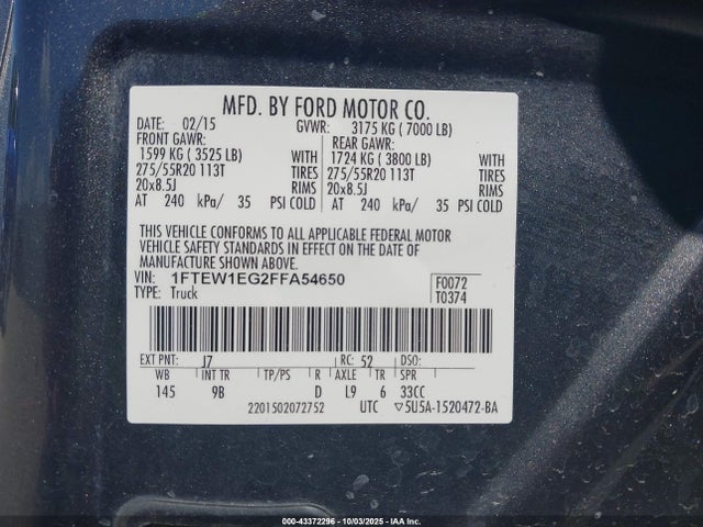 Ford F-150 2015 1FTEW1EG2FFA54650 Image 9