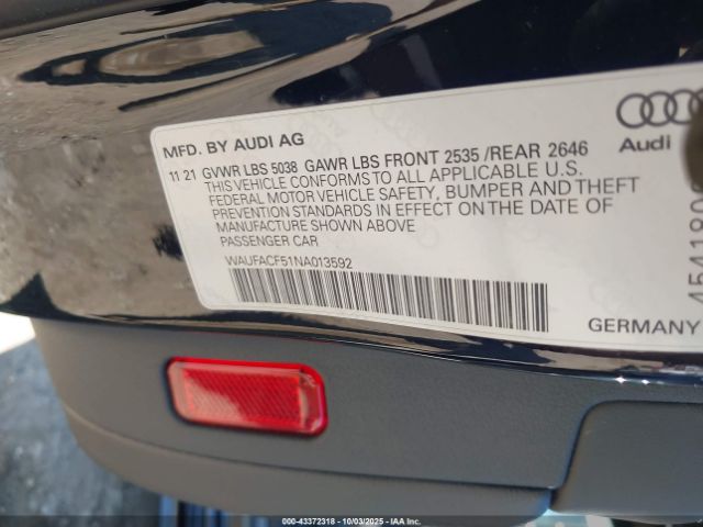 2022 AUDI A5 SPORTBACK WAUFACF51NA013592 Photo 8