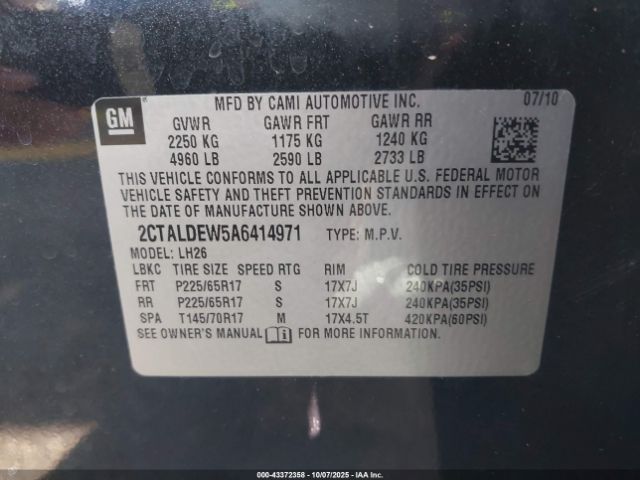 2010 GMC TERRAIN 2CTALDEW5A6414971 Photo 8