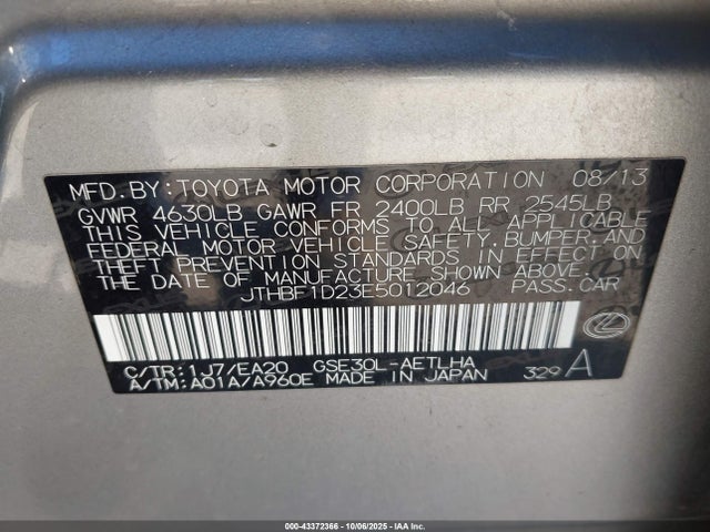 Lexus 4gr-fse 2014 JTHBF1D23E5012046 Image 9