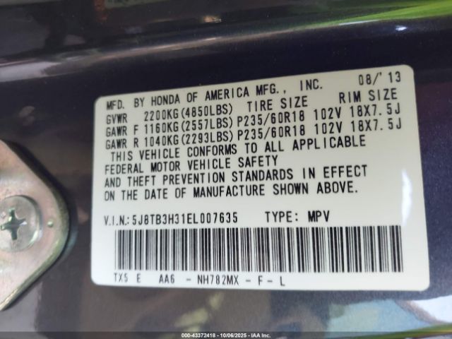 2014 ACURA RDX 5J8TB3H31EL007635 Photo 8