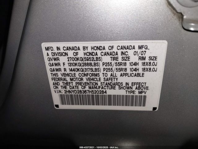 2007 ACURA MDX 2HNYD28367H520284 Photo 8