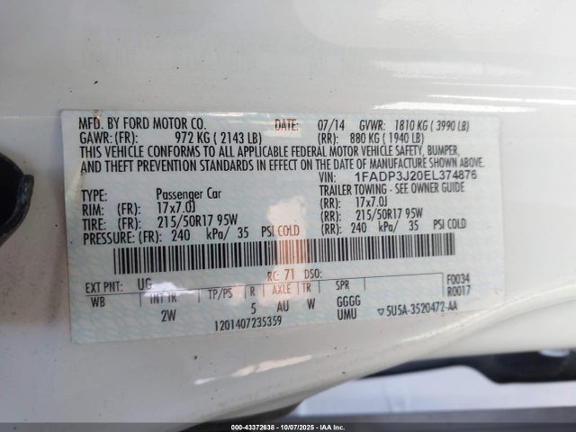 Ford Focus Titanium 2014 1FADP3J20EL374876 Image 9