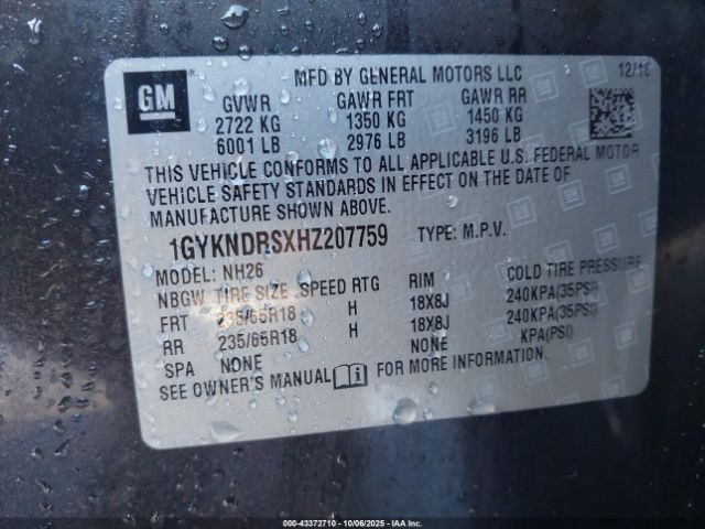 2017 CADILLAC XT5 1GYKNDRSXHZ207759 Photo 8