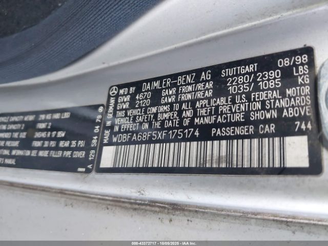 1999 MERCEDES-BENZ SL 500 WDBFA68F5XF175174 Photo 8