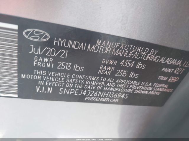 2022 HYUNDAI SONATA 5NPEJ4J26NH136945 Photo 8