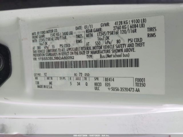 2011 FORD E-350 SUPER DUTY 1FBSS3BL5BDA60092 Photo 8