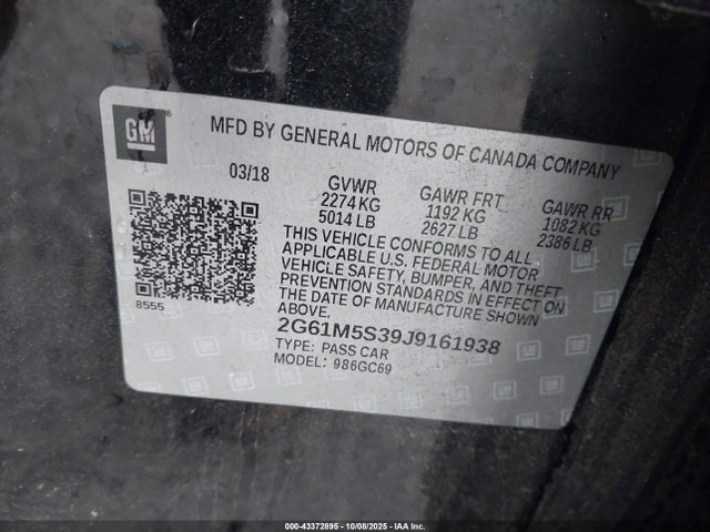 2G61M5S39J9161938 Cadillac lfx - sidi: spark ignited direct injection, vvt: variable valve timing, e85 max, alum