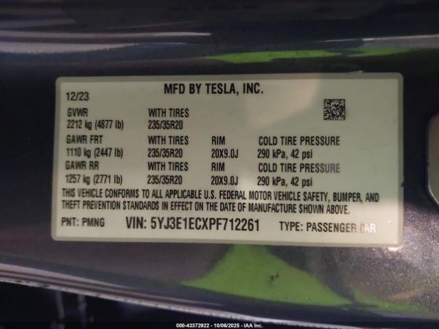 2023 TESLA MODEL 3 5YJ3E1ECXPF712261 Photo 8