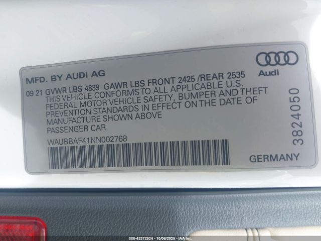 2022 AUDI A4 WAUBBAF41NN002768 Photo 8