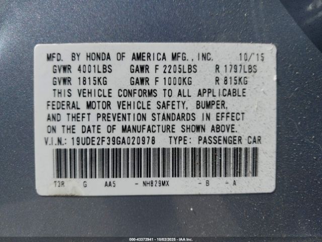 2016 ACURA ILX 19UDE2F39GA020978 Photo 8