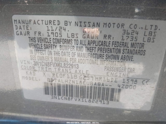 Nissan Versa 1.6 Sr 2025 3N1CN8FVXSL822913 Image 9