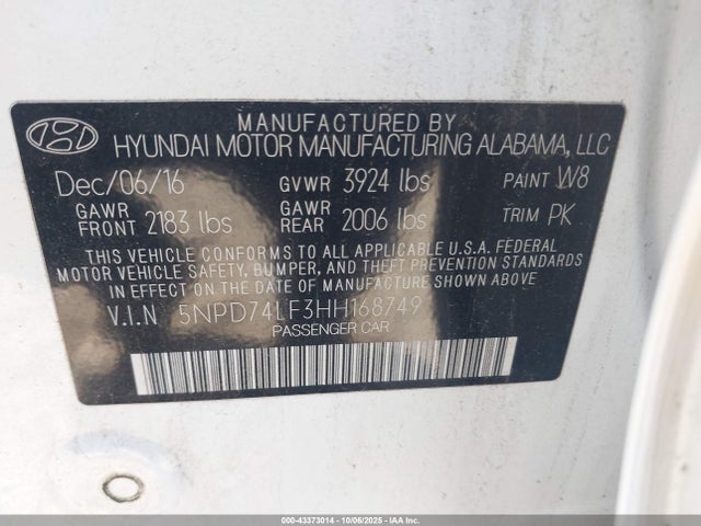 Hyundai 2017 2017 5NPD74LF3HH168749 Image 9