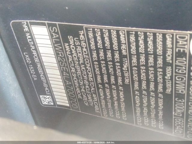 2020 LAND ROVER RANGE ROVER SPORT SALWR2SE4LA700700 Photo 8