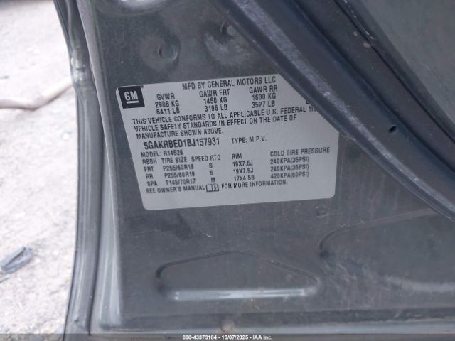 2011 BUICK ENCLAVE 5GAKRBED1BJ157931 Photo 8