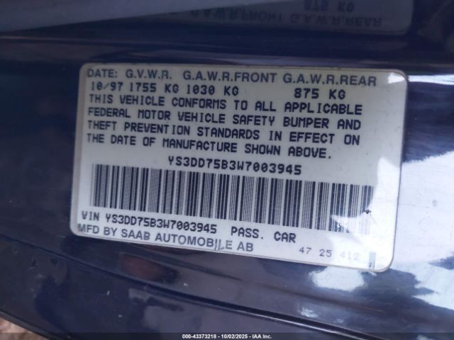 1998 SAAB 900 YS3DD75B3W7003945 Photo 8