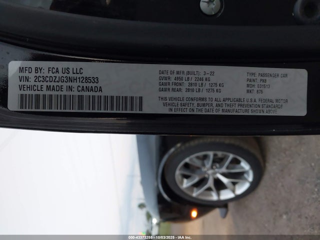 43373255 :رقم المزاد ، 2C3CDZJG3NH128533 vin ، 2022 Dodge Challenger Gt مزاد بيع