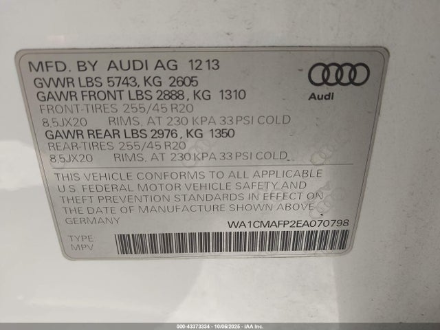 2014 AUDI Q5 WA1CMAFP2EA070798 Photo 8