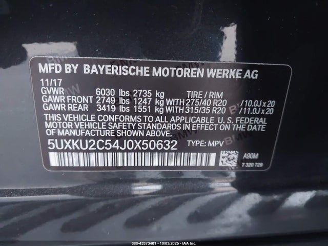 BMW X6 2018 5UXKU2C54J0X50632 Image 9