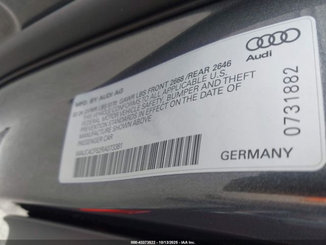2024 AUDI S5 SPORTBACK WAUC4CF52RA073381 Photo 8