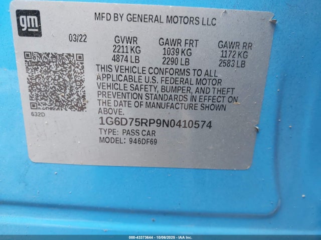 2022 CADILLAC CT4-V 1G6D75RP9N0410574 Photo 8