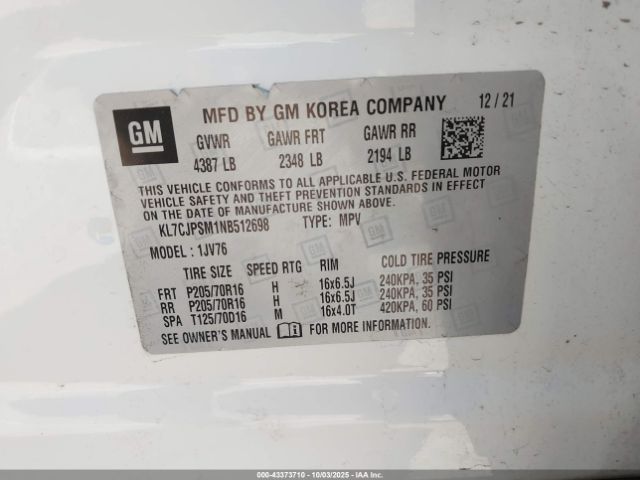 2022 CHEVROLET TRAX KL7CJPSM1NB512698 Photo 8