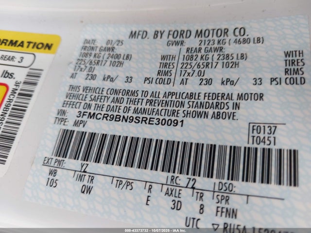 3FMCR9BN9SRE30091 Ford dragon