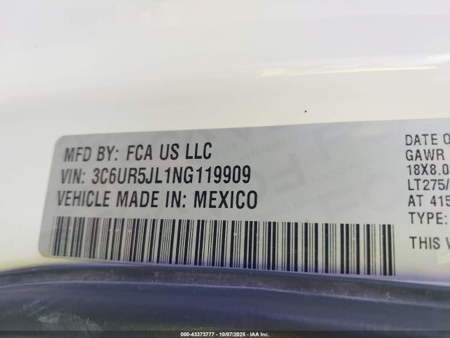 3C6UR5JL1NG119909 RAM 2500