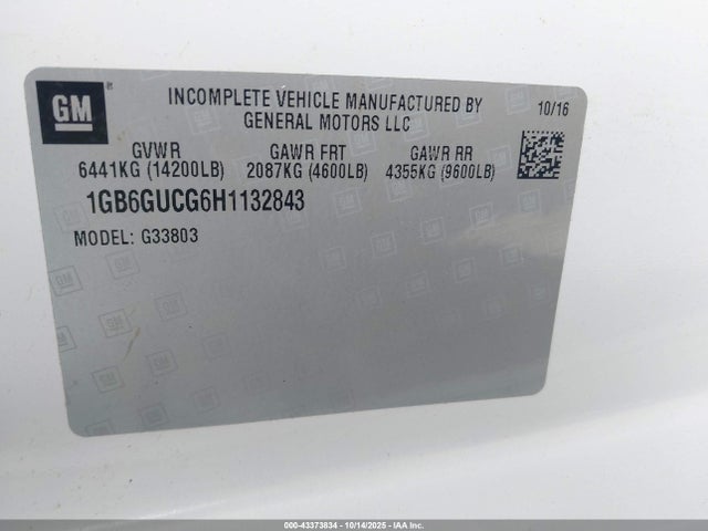 1GB6GUCG6H1132843 Chevrolet Express Cutaway 4500 Series