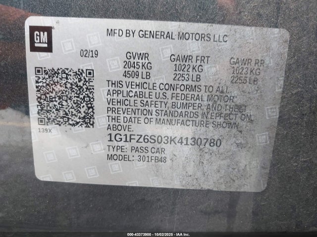 1G1FZ6S03K4130780 Chevrolet Bolt Ev Premier