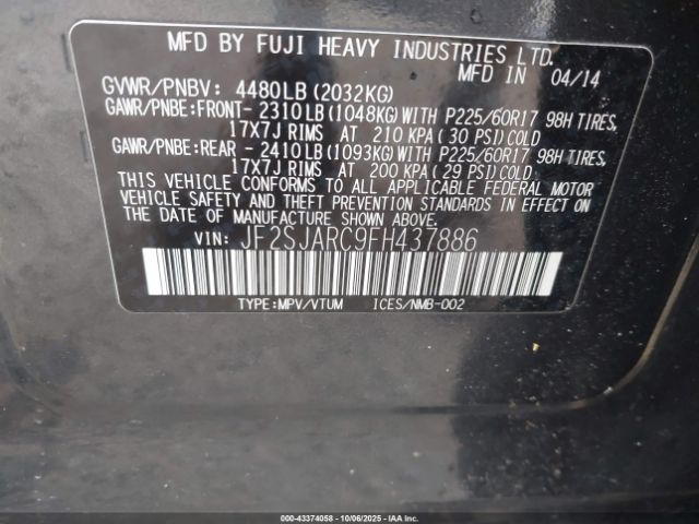 2015 SUBARU FORESTER JF2SJARC9FH437886 Photo 8
