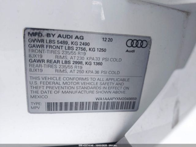 2021 AUDI Q5 WA1AAAFYXM2049859 Photo 8