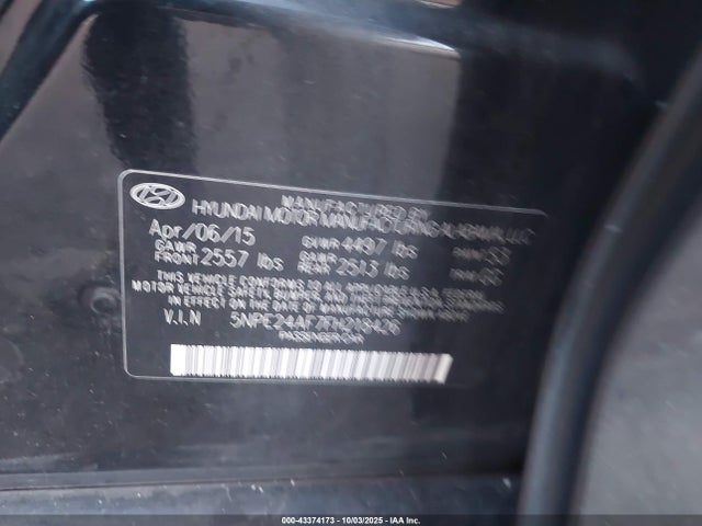 5NPE24AF7FH218426 Hyundai dohc gdi theta-ii