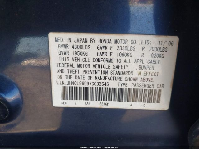 2007 ACURA TSX JH4CL96997C003646 Photo 8