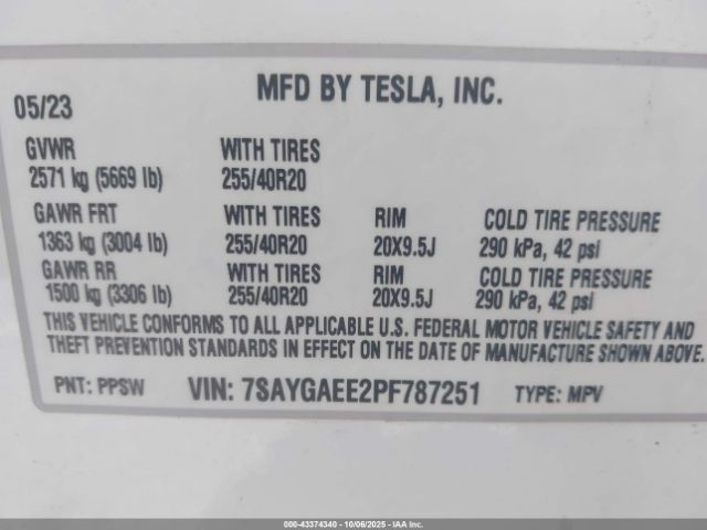 2023 TESLA MODEL Y 7SAYGAEE2PF787251 Photo 8