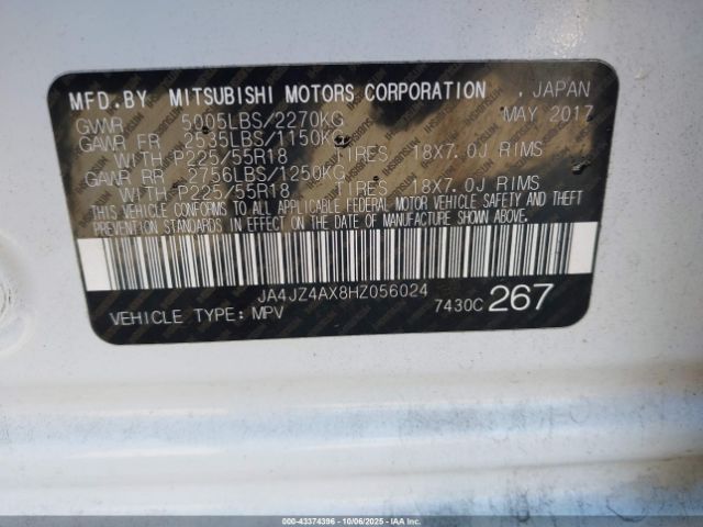 2017 MITSUBISHI OUTLANDER JA4JZ4AX8HZ056024 Photo 8