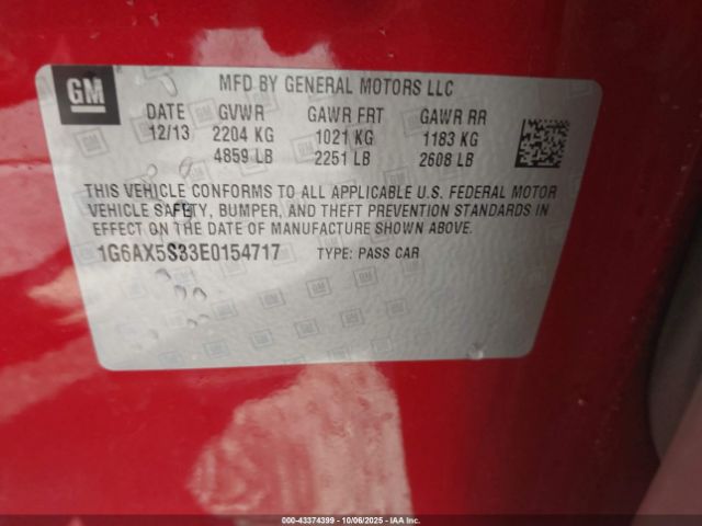 2014 CADILLAC CTS 1G6AX5S33E0154717 Photo 8